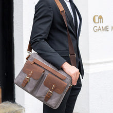 画像をギャラリービューアに読み込む, Cowhide with cloth briefcase Men&#39;s Leather business briefcase Briefcase Official Briefcase Multifunctional Briefcase | Regalia Lodge