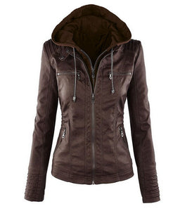 Women's Short Leather Pu Leather Jacket | Regalia Lodge