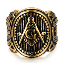 Load image into Gallery viewer, personality golden masonic Vintage ring Masonic Compass G Ring Freemason Vintage Ring | Regalia Lodge