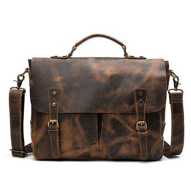 Leather Portable Mens Briefcase Satchel Official Briefcase Multifunctional Briefcase European and American retro style | Regalia Lodge