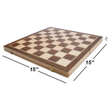 Carica l&#39;immagine nel visualizzatore di Gallery, 15&quot; Magnetic Folding Wooden Chess Board Game Set | Regalia Lodge
