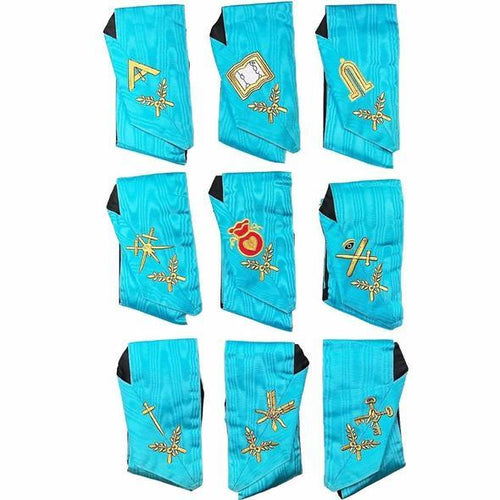 Masonic Officers Collars Set Of 9 Collars AASR Machine Embroidered | Regalia Lodge