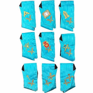 Masonic Officers Collars Set Of 9 Collars AASR Machine Embroidered | Regalia Lodge