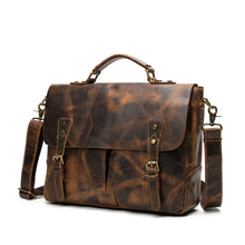 Carica l&#39;immagine nel visualizzatore di Gallery, Leather Portable Mens Briefcase Satchel Official Briefcase Multifunctional Briefcase European and American retro style | Regalia Lodge