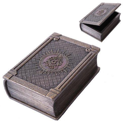 Masonic Symbol Bronze Color Painted Book Box Made of Resin-Masonic Book Box for Masons | Regalia Lodge
