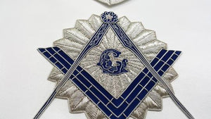 Past Master Mason Regalia Bullion Rays Embroidered Masonic Apron - Royal Blue | Regalia Lodge