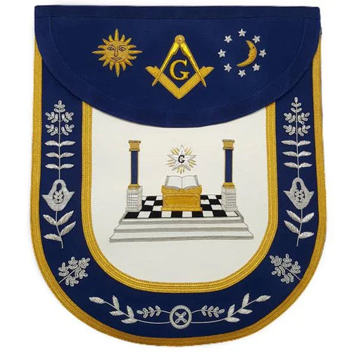 Master Mason Regalia Traditional Round Masonic Apron Altar, Pillars, Sun, Moon | Regalia Lodge