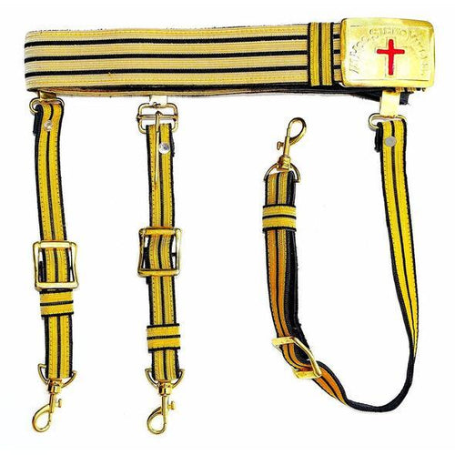 Knights Templar Past Commander Black & Gold Sword Belt | Regalia Lodge