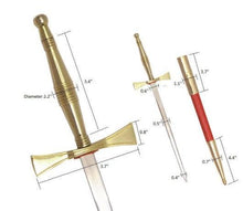 画像をギャラリービューアに読み込む, Masonic Dagger with Gold Hilt and Red Scabbard + Free Case | Regalia Lodge