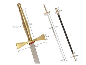 Masonic Sword with Gold Hilt and Black Scabbard 35 3/4" + Free Case | Regalia Lodge