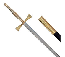 画像をギャラリービューアに読み込む, Masonic Sword with Gold Hilt and Black Scabbard 35 3/4&quot; + Free Case | Regalia Lodge