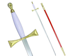 Load image into Gallery viewer, Masonic Sword with White Gold Hilt and Red Scabbard 35 3/4&quot; + Free Case | Regalia Lodge
