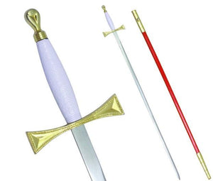 Masonic Sword with White Gold Hilt and Red Scabbard 35 3/4" + Free Case | Regalia Lodge