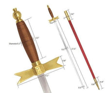 Charger l&#39;image dans la galerie, Masonic Knights Templar Sword with Brown Hilt and Red Scabbard 35 3/4&quot; + Free Case | Regalia Lodge