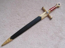Charger l&#39;image dans la galerie, Square Compass Gold Masonic Ceremonial Sword Knife W/ Sheath 25.3&quot; | Regalia Lodge