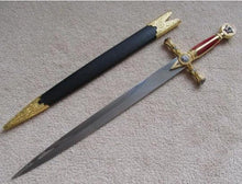 Charger l&#39;image dans la galerie, Square Compass Gold Masonic Ceremonial Sword Knife W/ Sheath 25.3&quot; | Regalia Lodge