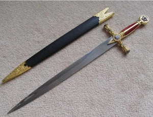 Square Compass Gold Masonic Ceremonial Sword Knife W/ Sheath 25.3" | Regalia Lodge