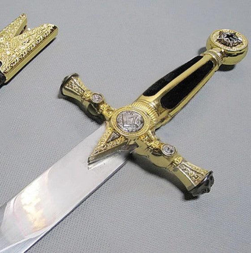 Square Compass Gold Masonic Masonic Sword Knife W/ Scabbard Gold 25.3