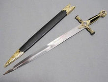 Carica l&#39;immagine nel visualizzatore di Gallery, Square Compass Gold Masonic Masonic Sword Knife W/ Scabbard Gold 25.3&quot; | Regalia Lodge