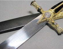 Carica l&#39;immagine nel visualizzatore di Gallery, Square Compass Gold Masonic Masonic Sword Knife W/ Scabbard Gold 25.3&quot; | Regalia Lodge