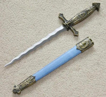 Carica l&#39;immagine nel visualizzatore di Gallery, Square Compass Masonic Sword Knife Snake Flaming Blade Blue 13.6&quot; | Regalia Lodge