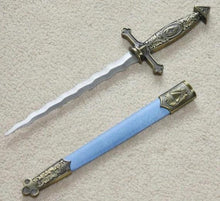 Carica l&#39;immagine nel visualizzatore di Gallery, Square Compass Masonic Sword Knife Snake Flaming Blade Blue 13.6&quot; | Regalia Lodge