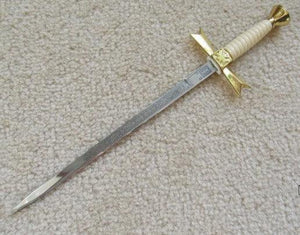 Gold Masonic Sable Fornitura Knob Ceremony Sword Knife W/ Scabbard Stand 12" | Regalia Lodge