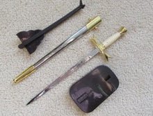 Carica l&#39;immagine nel visualizzatore di Gallery, Gold Masonic Sable Fornitura Knob Ceremony Sword Knife W/ Scabbard Stand 12&quot; | Regalia Lodge