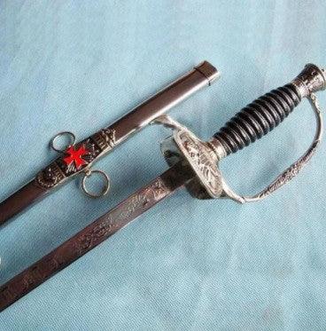 Knight of St. John Templar Masonic Red Cross Sword Silver 35.6
