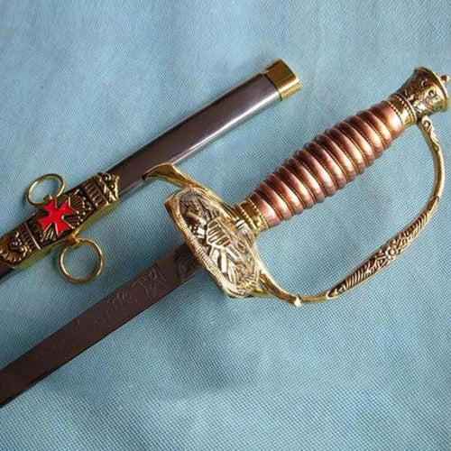 Knight of St. John Templar Masonic Red Cross Sword Gold 35.6