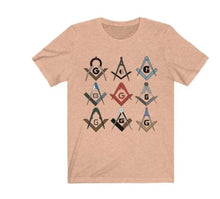 Load image into Gallery viewer, Square &amp; Compass Symbols Masonic T-Shirt | Regalia Lodge