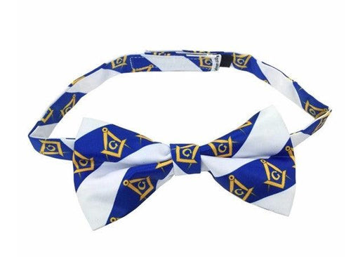 High Quality 100% Silk Masonic Bow Tie White and Blue | Regalia Lodge