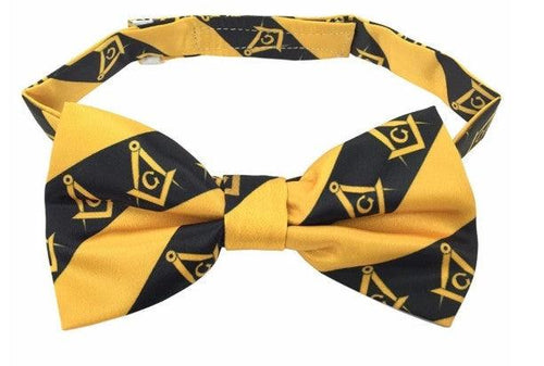 High Quality 100% Silk Masonic Bow Tie Yellow and Black | Regalia Lodge