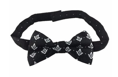 Masonic Regalia 100% Silk woven Bow Tie with Square Compass & G Black | Regalia Lodge