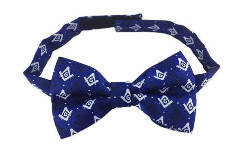 Masonic Regalia 100% Silk woven Bow Tie with Square Compass & G Blue | Regalia Lodge