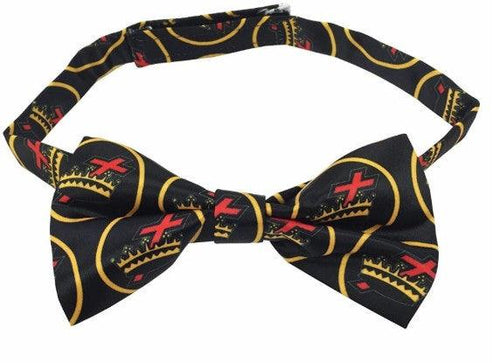 High Quality 100% Silk Masonic Knight Templar Bow Tie Black & Yellow | Regalia Lodge