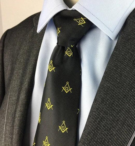 Masonic Regalia Craft Masons Silk Tie Embroided Square Compass & G Lodge Gift | Regalia Lodge