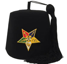 Carica l&#39;immagine nel visualizzatore di Gallery, Order of the Eastern Star OES Black Fez - Masonic Fez Caps | Regalia Lodge