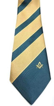 Afbeelding in Gallery-weergave laden, Masonic Masons Green and Yellow Tie with Square Compass &amp; G | Regalia Lodge