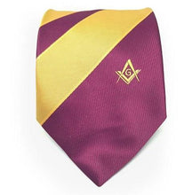 Afbeelding in Gallery-weergave laden, Masonic Masons Purple and Yellow Tie with Square Compass &amp; G | Regalia Lodge