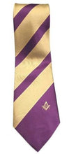 Afbeelding in Gallery-weergave laden, Masonic Masons Purple and Yellow Tie with Square Compass &amp; G | Regalia Lodge