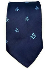 Afbeelding in Gallery-weergave laden, Masonic Regalia Craft Masons Silk Tie Embroidered Square Compass &amp; G Blue | Regalia Lodge