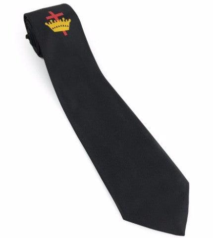 Masonic Knight Templar Black Silk Tie with Embroidered Logo | Regalia Lodge