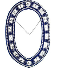 Carica l&#39;immagine nel visualizzatore di Gallery, Blue Lodge Working Tools - Rhinestones Chain Collar - Gold/Silver on Blue + Free Case | Regalia Lodge