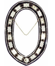 Carica l&#39;immagine nel visualizzatore di Gallery, Grand Lodge - Rhinestones White Filling Chain Collar - Gold/Silver on Purple Velvet | Regalia Lodge