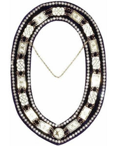 Grand Lodge - Rhinestones White Filling Chain Collar - Gold/Silver on Purple Velvet | Regalia Lodge