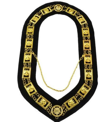 32nd Degree - Wings DOWN Scottish Rite Chain Collar - Gold/Silver on Black + Free Case | Regalia Lodge