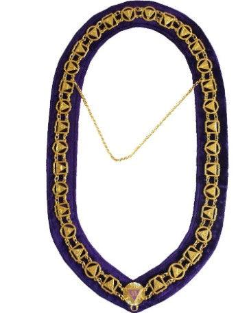 33rd Degree - Masonic Regalia Chain Collar - Gold/Silver on Purple + Free Case | Regalia Lodge