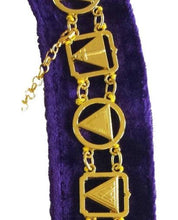 Carica l&#39;immagine nel visualizzatore di Gallery, 33rd Degree - Masonic Regalia Chain Collar - Gold/Silver on Purple + Free Case | Regalia Lodge