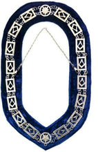 Carica l&#39;immagine nel visualizzatore di Gallery, Blue Lodge Square Compass Chain Collar - Gold/Silver on Blue + Free Case | Regalia Lodge